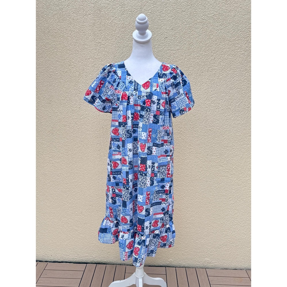 Anthony Richards Patchwork Red White Blue Shift L… - image 2